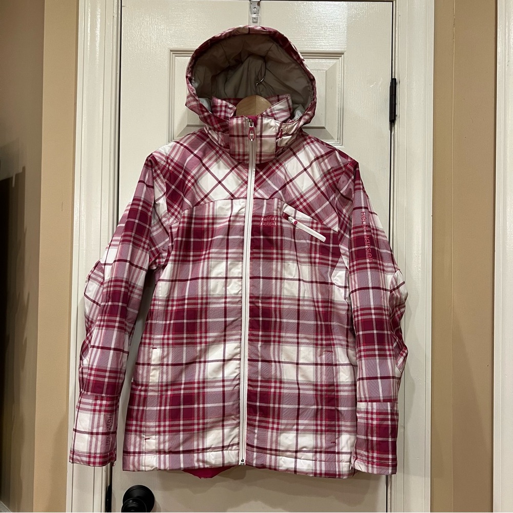 NEW Helly Hansen Ski Jacket w/ RECCO Pink Women’s Medium Coat Plaid Helly Tech